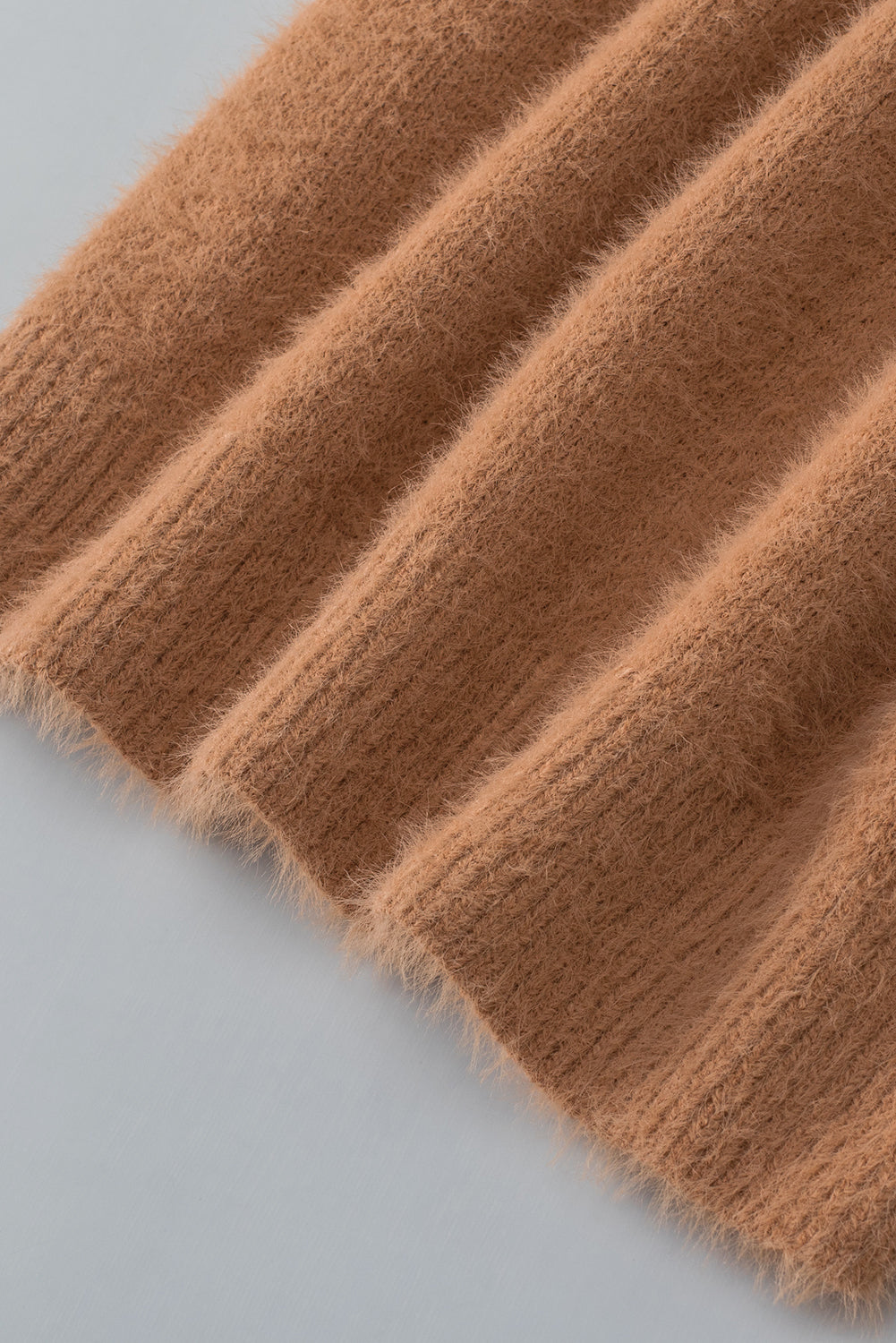 Light french beige fuzzy short sleeve pullover