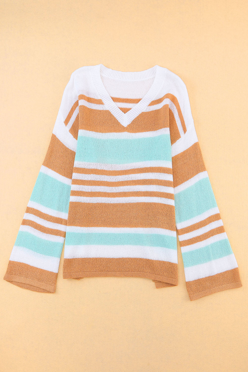 Mehrfarbiger colorblock-streifen langärmeliger geteilter pullover