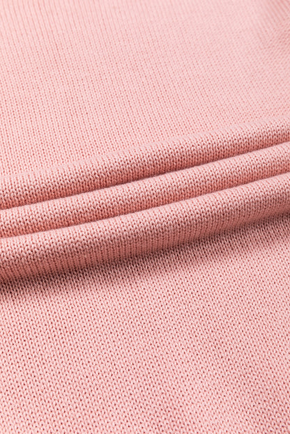 Rosa Colorblock Pullover mit gerippten Ärmeln