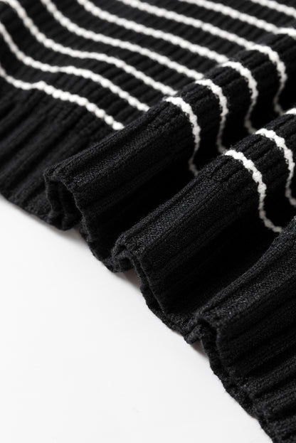 Schwarz gestreiftes pullover-tank-top mit v-ausschnitt
