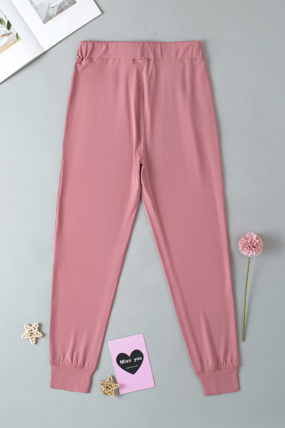 Fushia jogginghose mit kordelzug und taschenträgern