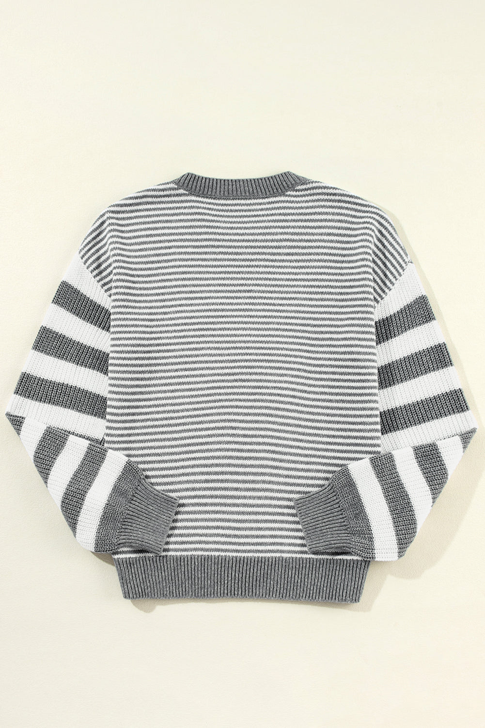 Grau gestreift geometrisch strukturiert drop shoulder pullover