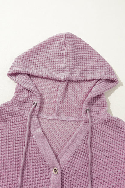 Plus size waffelstrick-top mit kapuze
