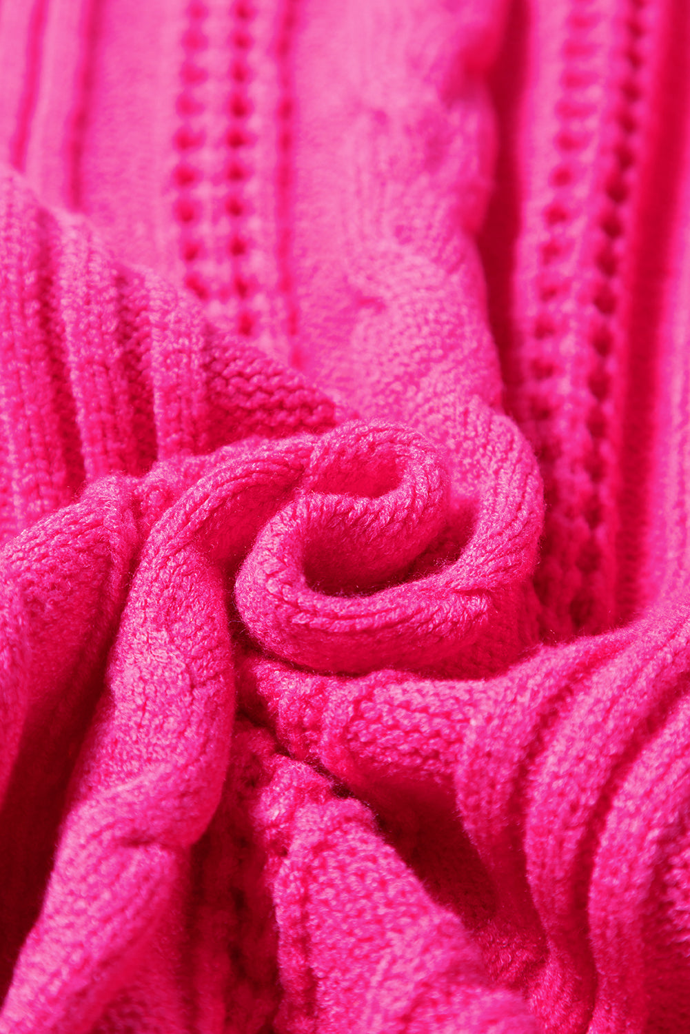 Erdbeerrosa strukturierter strick mit gerafftem halsausschnitt pullover tank