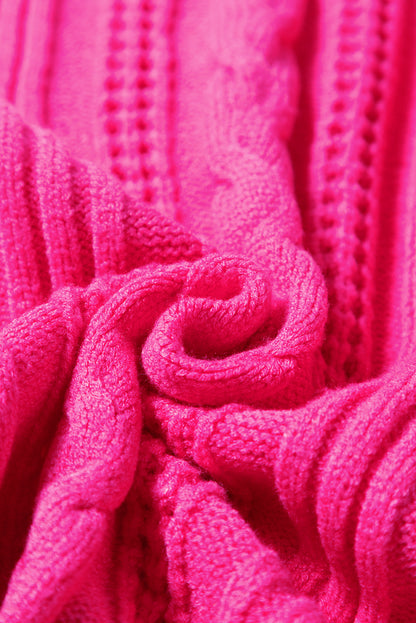 Erdbeerrosa strukturierter strick mit gerafftem halsausschnitt pullover tank
