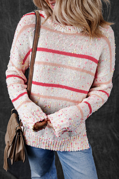 Rosa gestreifter konfetti-strickpullover