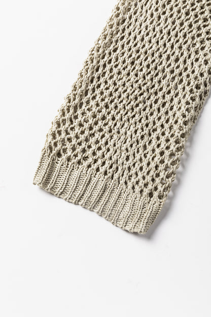 Light french beige star pointelle knit baggy sweater
