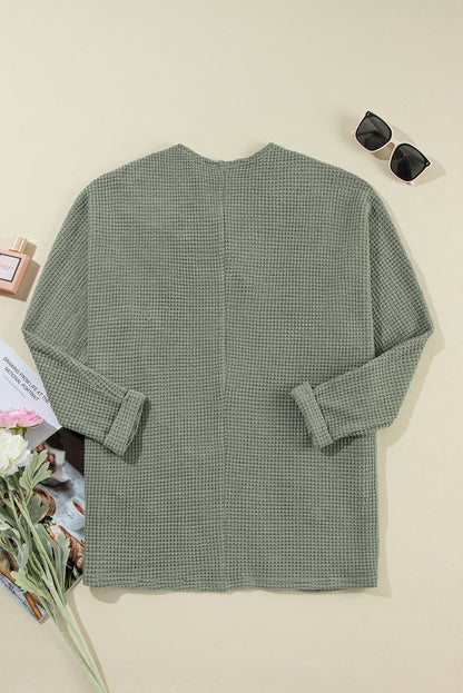 Laurel grüner waffelstrick cardigan mit offener front
