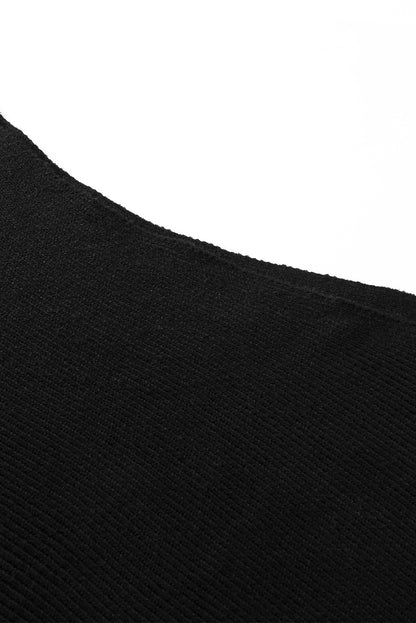 Schwarzer gestreifter langarm-strickpullover