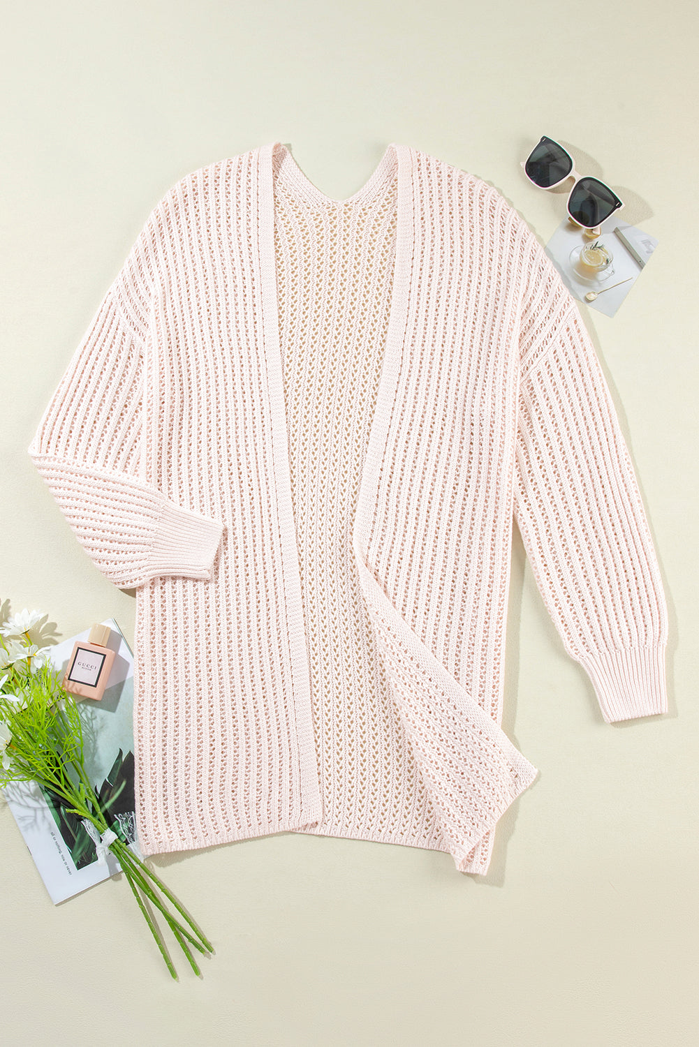 Jet stream gehäkelte drop shoulder strickjacke mit offener front