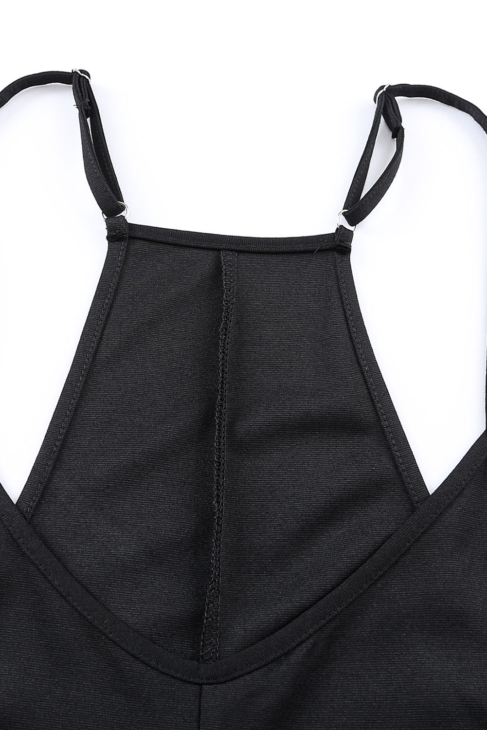 Schwarzer pocketed adjustable spaghetti strap straight leg jumpsuit