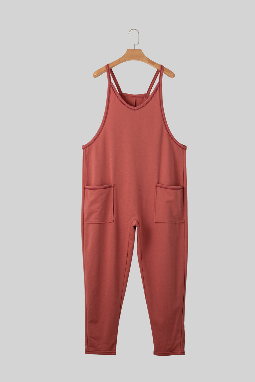 Gold flamme seitentaschen haremshose ärmelloser v-ausschnitt jumpsuit