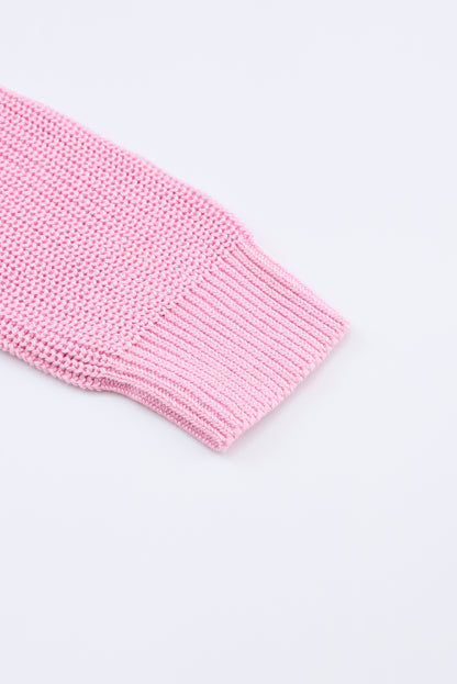 Rosa pullover mit v-ausschnitt aus rippenstrick