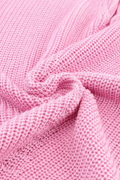 Rosa pullover mit v-ausschnitt aus rippenstrick