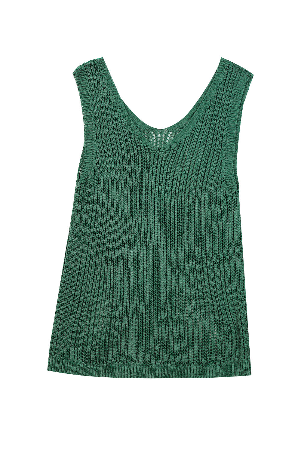 Grünes hohlgestricktes tank-top mit v-ausschnitt