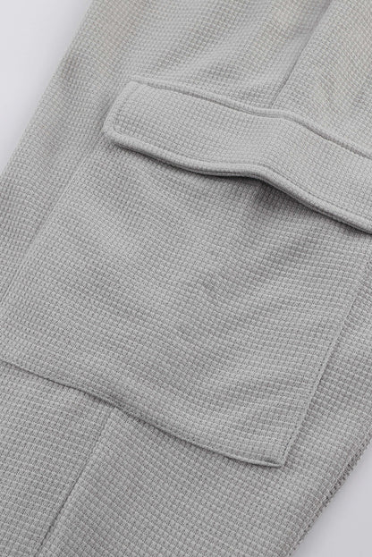 Graue waffelstruktur cargo-taschen-jogger-hose
