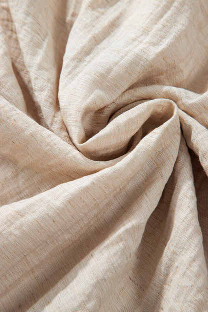 Beige kordelzug taille plissiert weites bein freizeithose