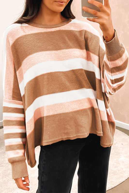 Mehrfarbig gestreifter drop shoulder pullover aus strick