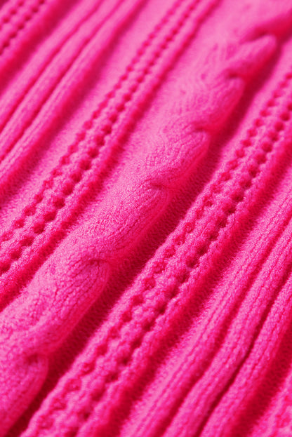 Erdbeerrosa strukturierter strick mit gerafftem halsausschnitt pullover tank