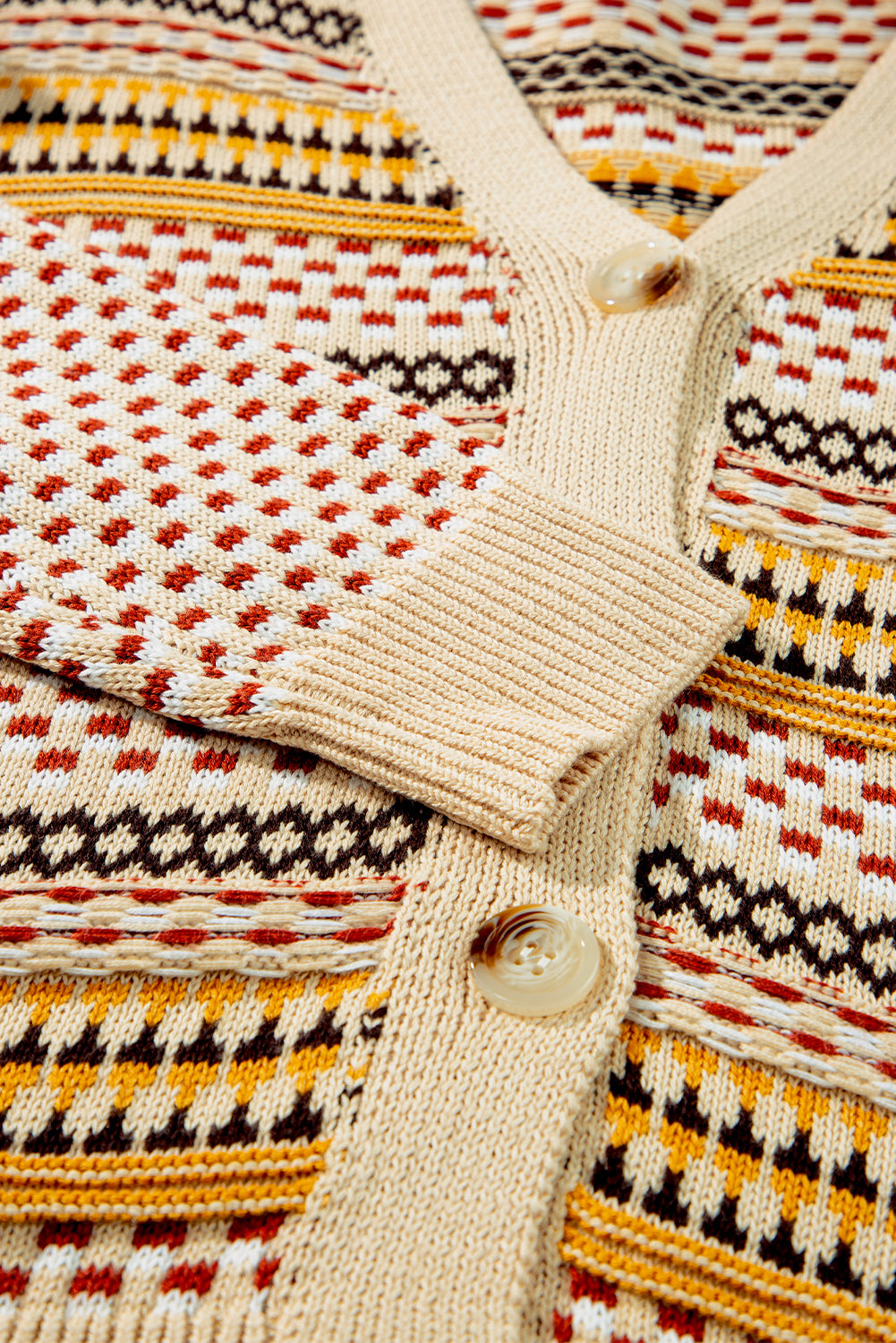 Khaki geknöpfter v-ausschnitt gekürzte strickjacke