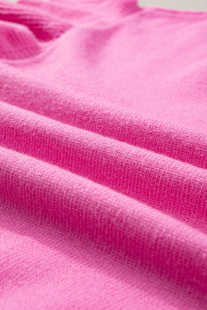 Bonbon gerippter mock neck pullover mit kurzen ärmeln und rüschen