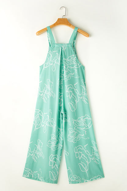Moonlight jade bedruckter latz overall mit weitem bein