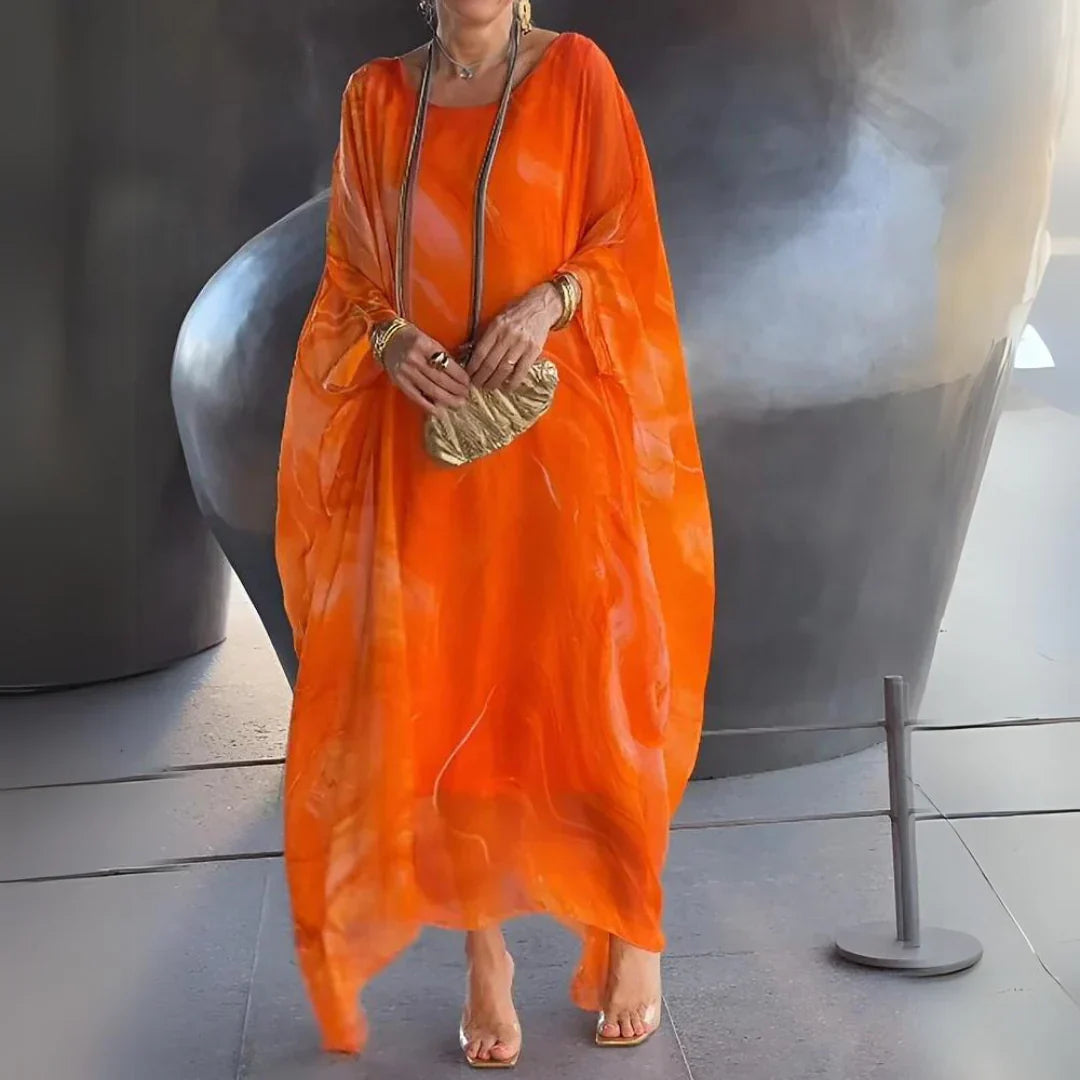 Leichtes sommer kaftan kleid mit print