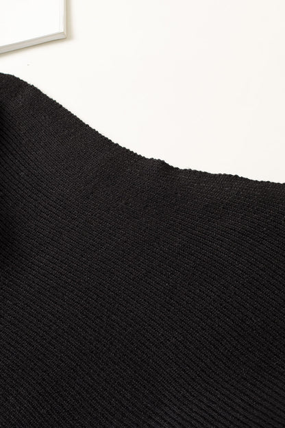 Schwarzer gestreifter langarm-strickpullover