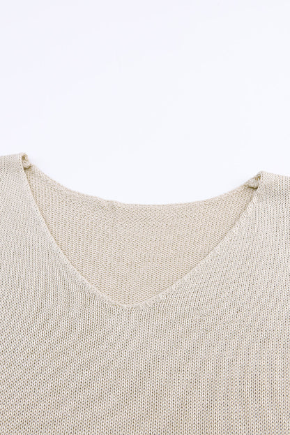 Khaki leichter strickpullover mit fransensaum