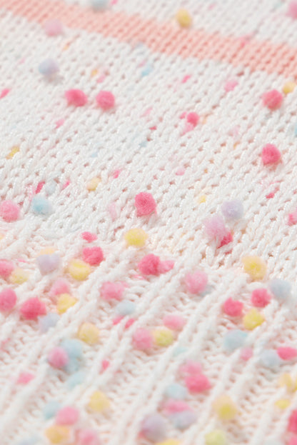 Rosa gestreifter konfetti-strickpullover
