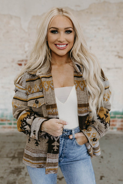 Braune westernjacke mit aztekendruck