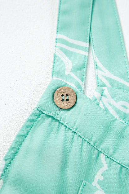 Moonlight jade bedruckter latz overall mit weitem bein
