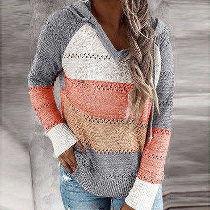 Strickpullover mit kapuze für damen – damen