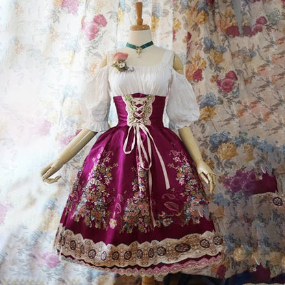 Bowie | dirndl kleid mit brokatmuster und satinschleife für frauen