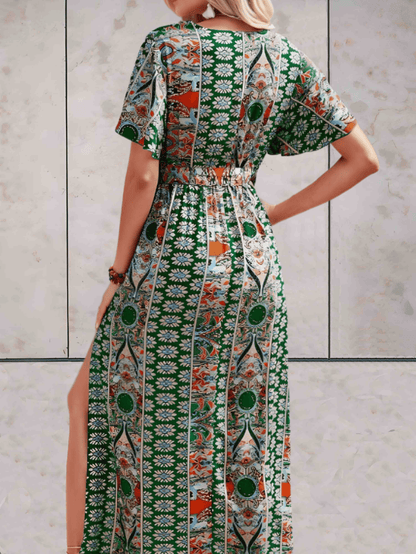 'Amelia' Midi-Kleid Blumendruck und hohem Schlitz