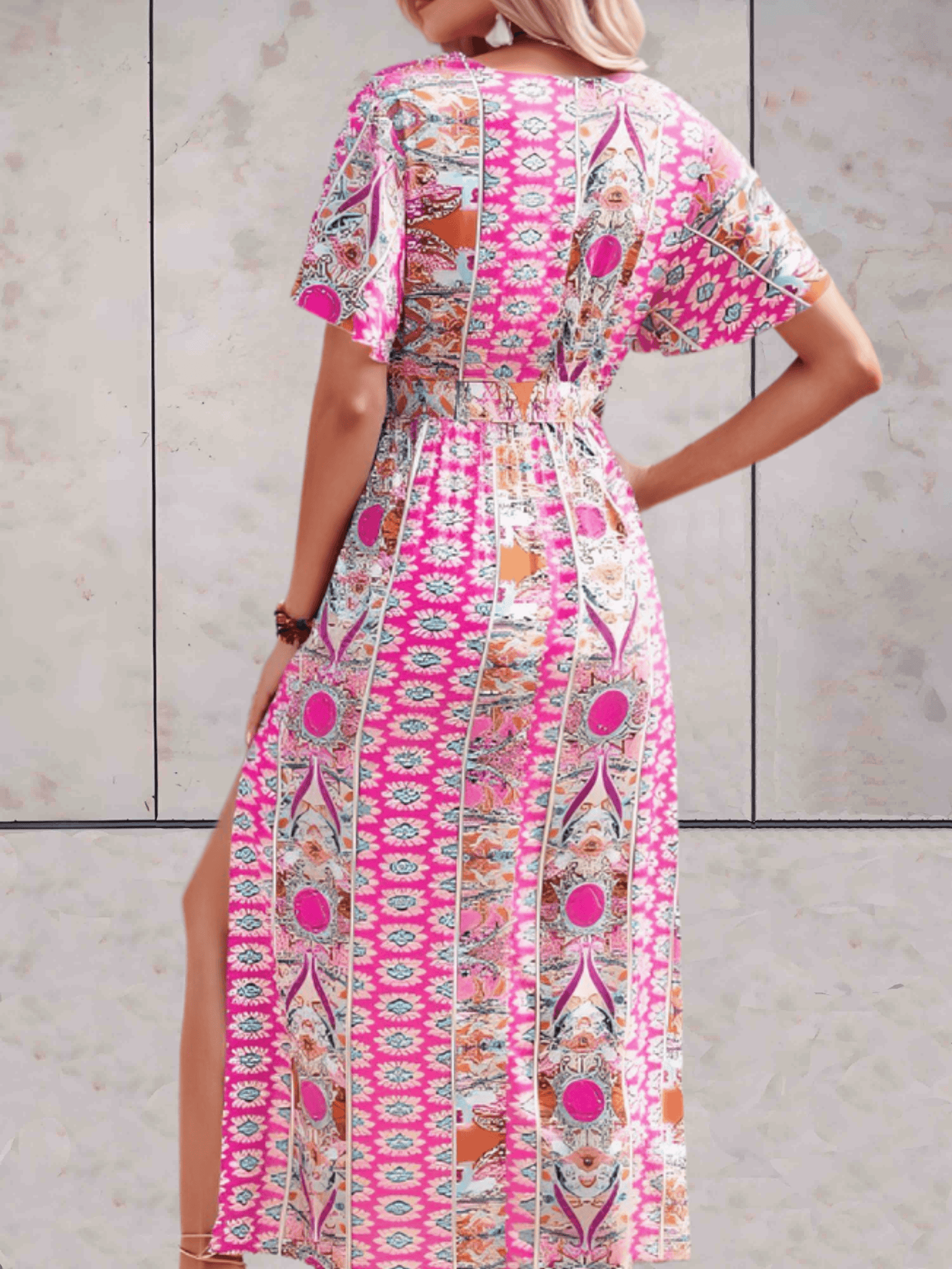 'Amelia' Midi-Kleid Blumendruck und hohem Schlitz