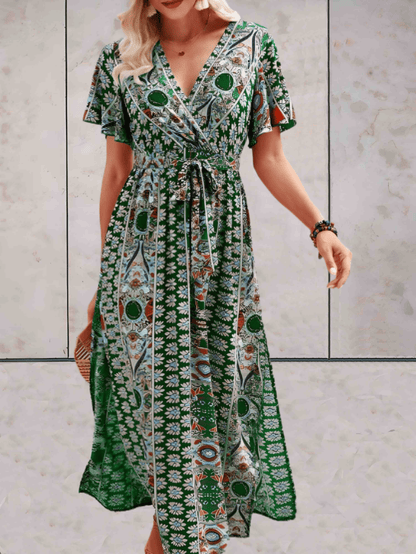 'Amelia' Midi-Kleid Blumendruck und hohem Schlitz
